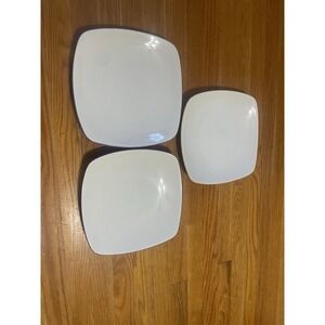 3 Noritake Colorwave Square 10-3/4" Dinner Plate Stoneware- 1 mustard 2 plum‎